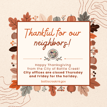 Beige graphic bordered with leaves and gourds, with text 