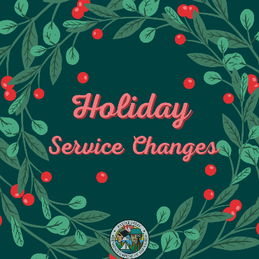 A graphic for the City of Battle Creek's holiday service changes.