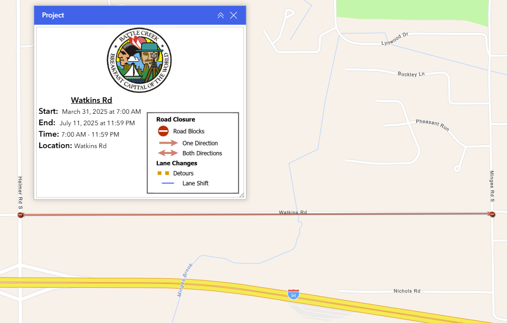 Watkins Road Closure