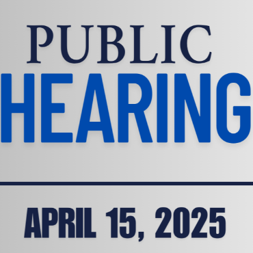 An image sharing details, in English, for the April 15, 2025 public hearing.