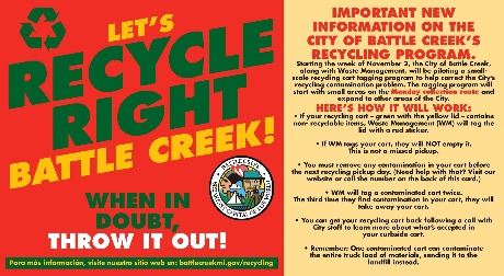 Postcard about recycling cart tagging program