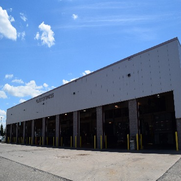 A photo of the DPW's Fleet Services building.