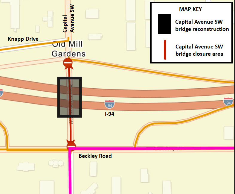 Map of Capital SW bridge closure